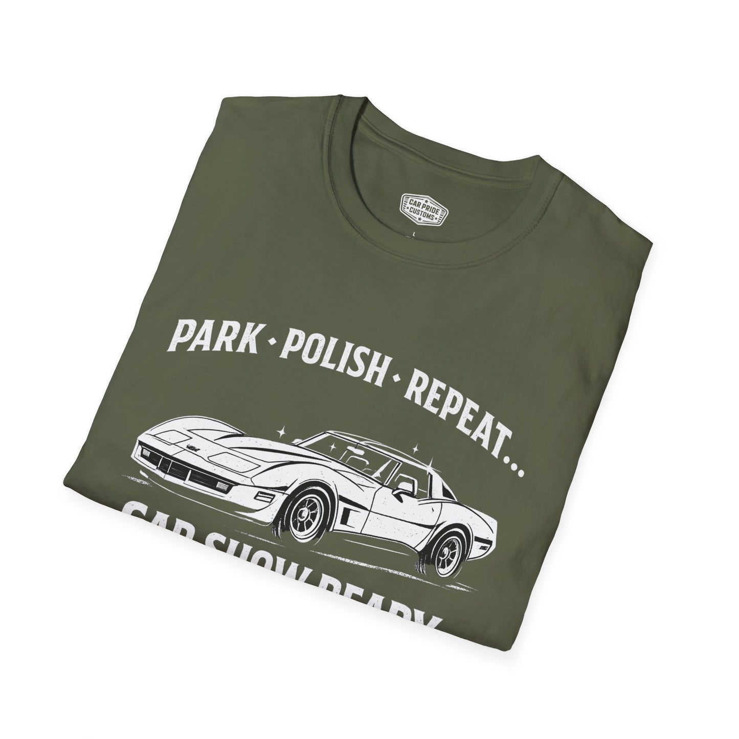 Park Polish Repeat | 1982 Corvette T-Shirt | Funny C3 Car Show Graphic Tee | Chevrolet Corvette Shirt