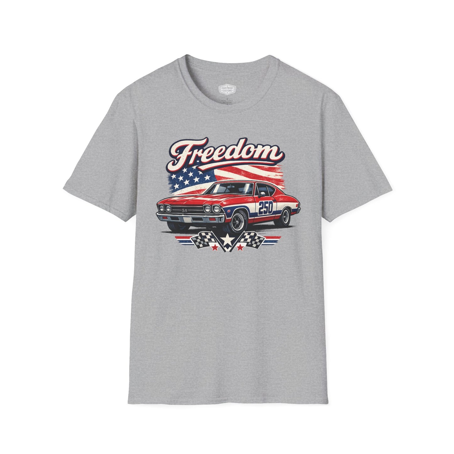 Freedom Chevelle 250 Patriotic American Muscle Car T-Shirt | Fathers Day Gift | Car Enthusiast Tee