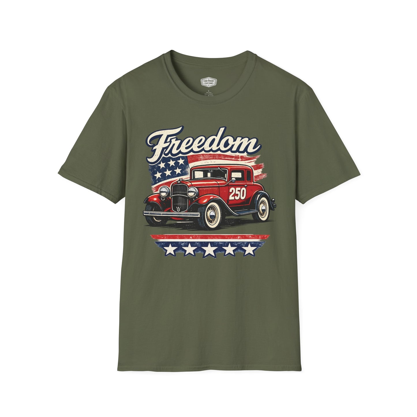 Freedom Ford Deluxe 250 Patriotic American Muscle Car T-Shirt | Fathers Day Gift | Car Enthusiast Tee