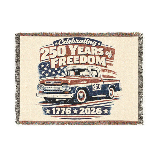 Ford F100 Pickup Woven Throw Americana Patriotic Blanket | Automotive Home Decor | Collector Gift | Fathers Day Gift | Car Lover Gift