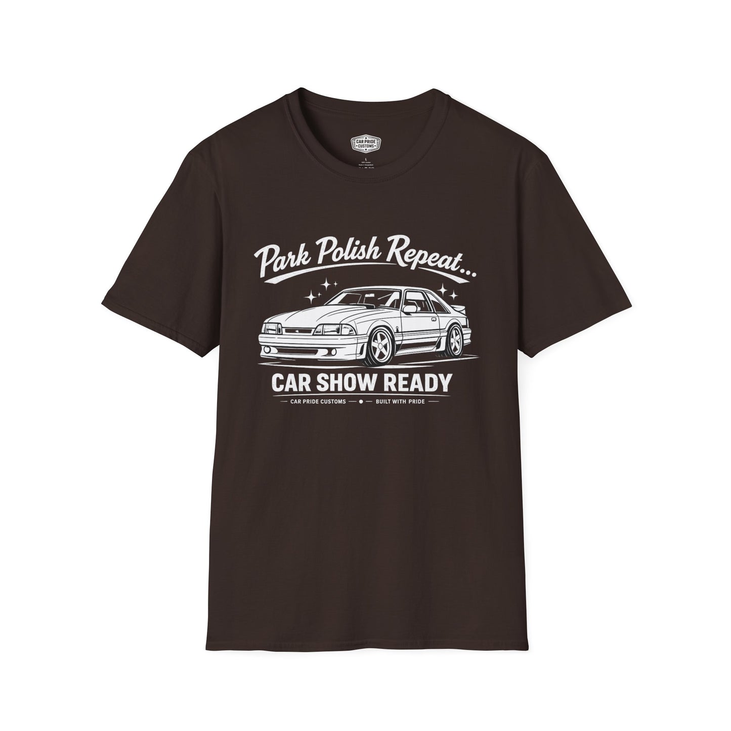 Park Polish Repeat | 1993 Ford Mustang SVT Cobra T-Shirt | Funny Fox Body Car Show Graphic Tee | Mustang Shirt