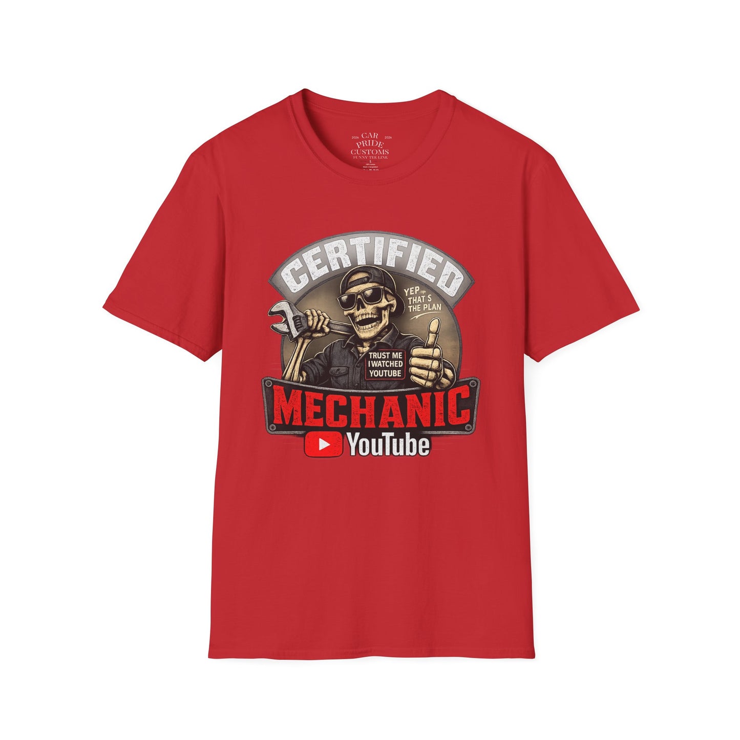 Certified Mechanic Skull T-Shirt | Funny Car Lover T-Shirt | Fathers Day Gift for Dad | Hot Rod | Car Lover Gift