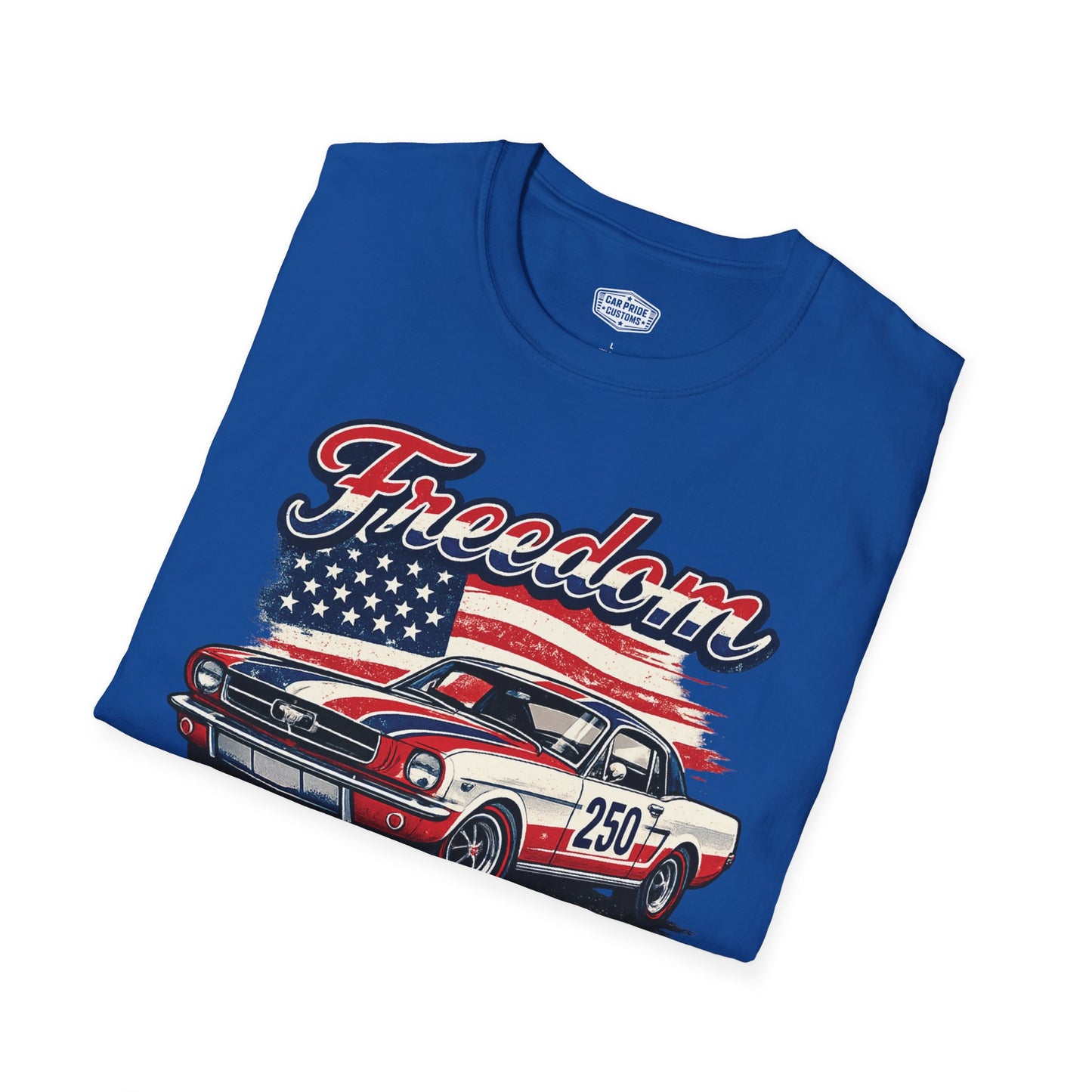 Freedom Classic Mustang 250 Patriotic American Muscle Car T-Shirt | Fathers Day Gift | Car Enthusiast Tee