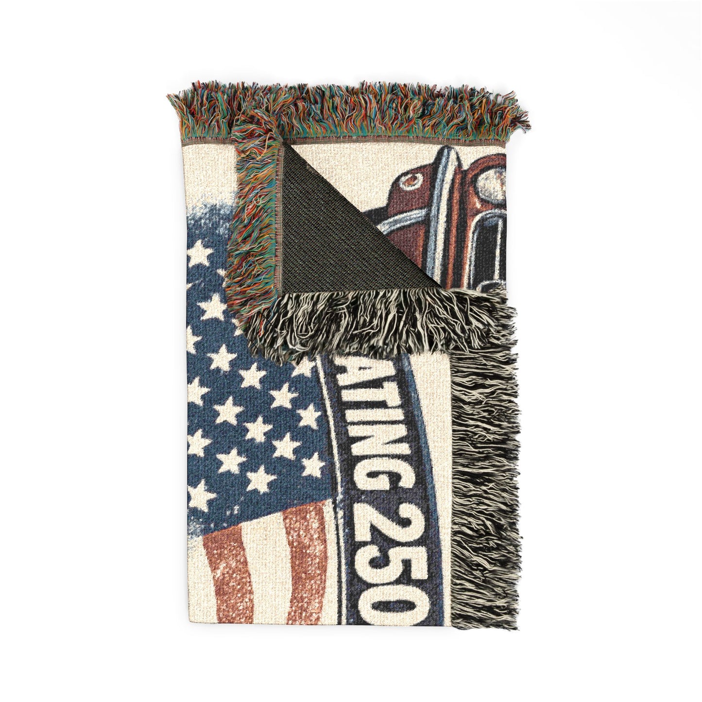 Classic Mustang Woven Throw Americana Patriotic Blanket | Automotive Home Decor | Collector Gift | Fathers Day Gift | Car Lover Gift
