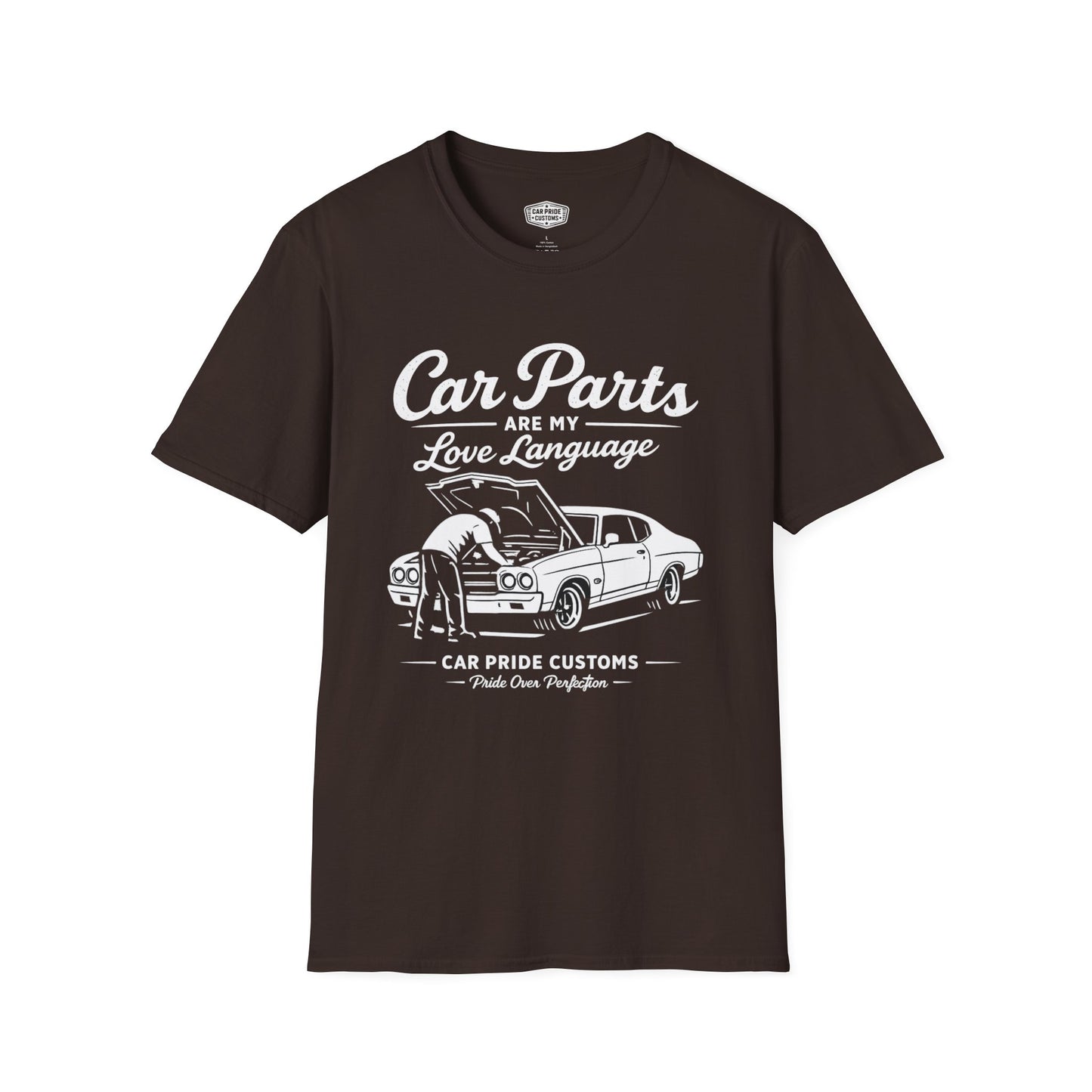 Car Parts Are My Love Language T-Shirt | Funny Chevelle Mechanic Graphic Tee | Chevrolet Muscle Shirt
