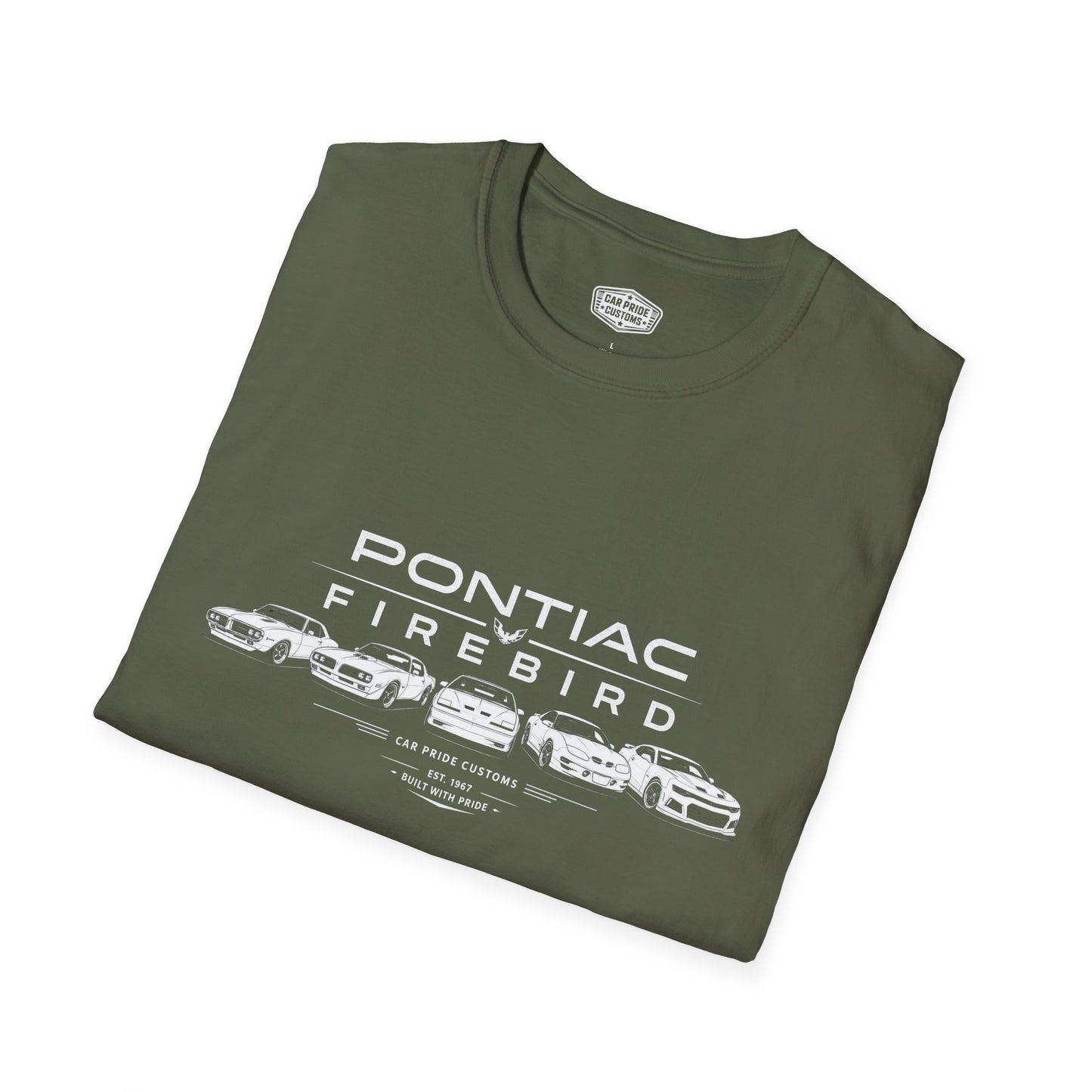 Pontiac Firebird Evolution T-Shirt | American Muscle Car Graphic Tee | Vintage Pontiac Shirt for Car Enthusiasts