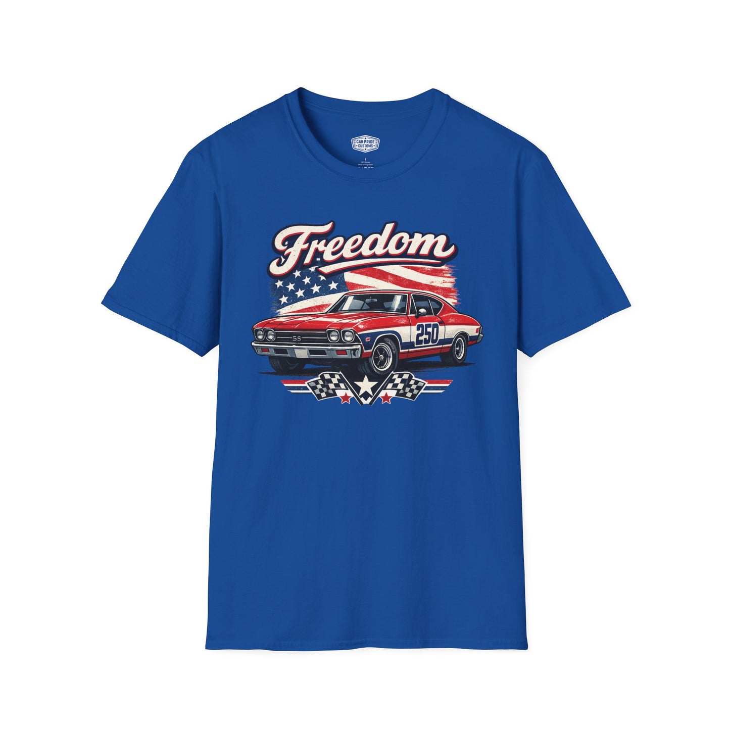 Freedom Chevelle 250 Patriotic American Muscle Car T-Shirt | Fathers Day Gift | Car Enthusiast Tee