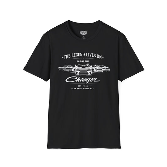 Dodge Charger Evolution T-Shirt | Classic American Muscle Car Graphic Tee | Dodge Legend Shirt for Men