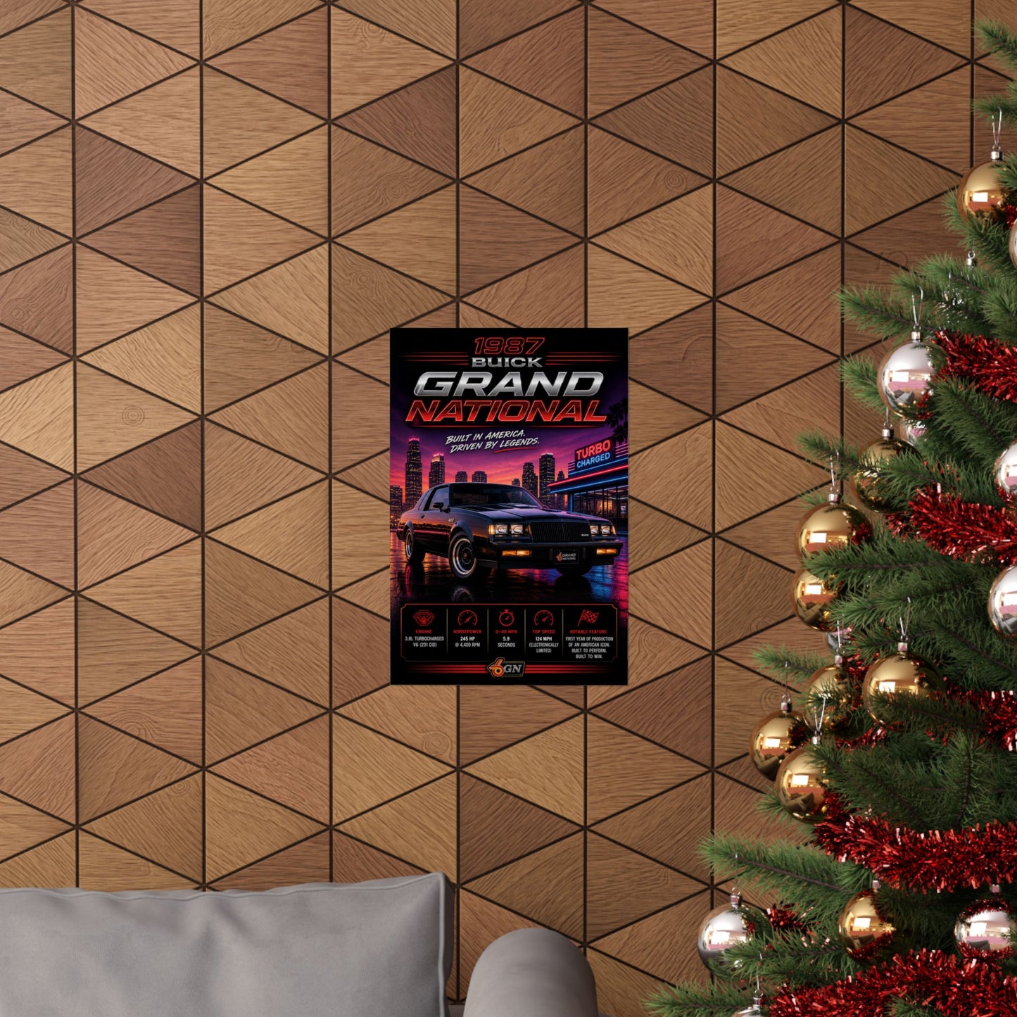 1987 Buick Grand National Poster | Turbo Muscle Car Wall Art | Classic Buick GN Print | Neon City Car Poster | Car Enthusiast Gift