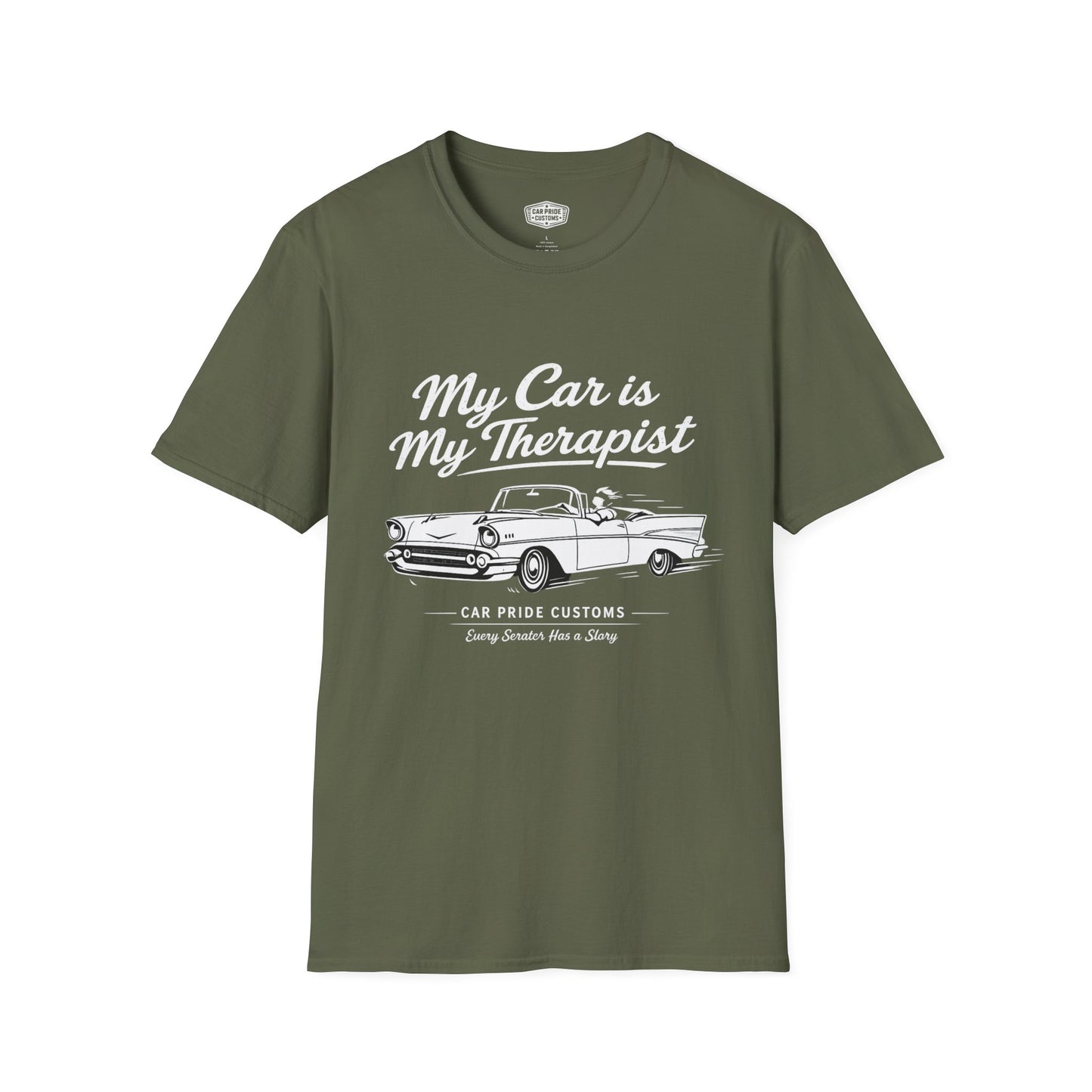 My Car is My Therapist | 1957 Chevy Bel Air T-Shirt | Funny Classic Chevy Graphic Tee | Vintage Chevrolet Shirt