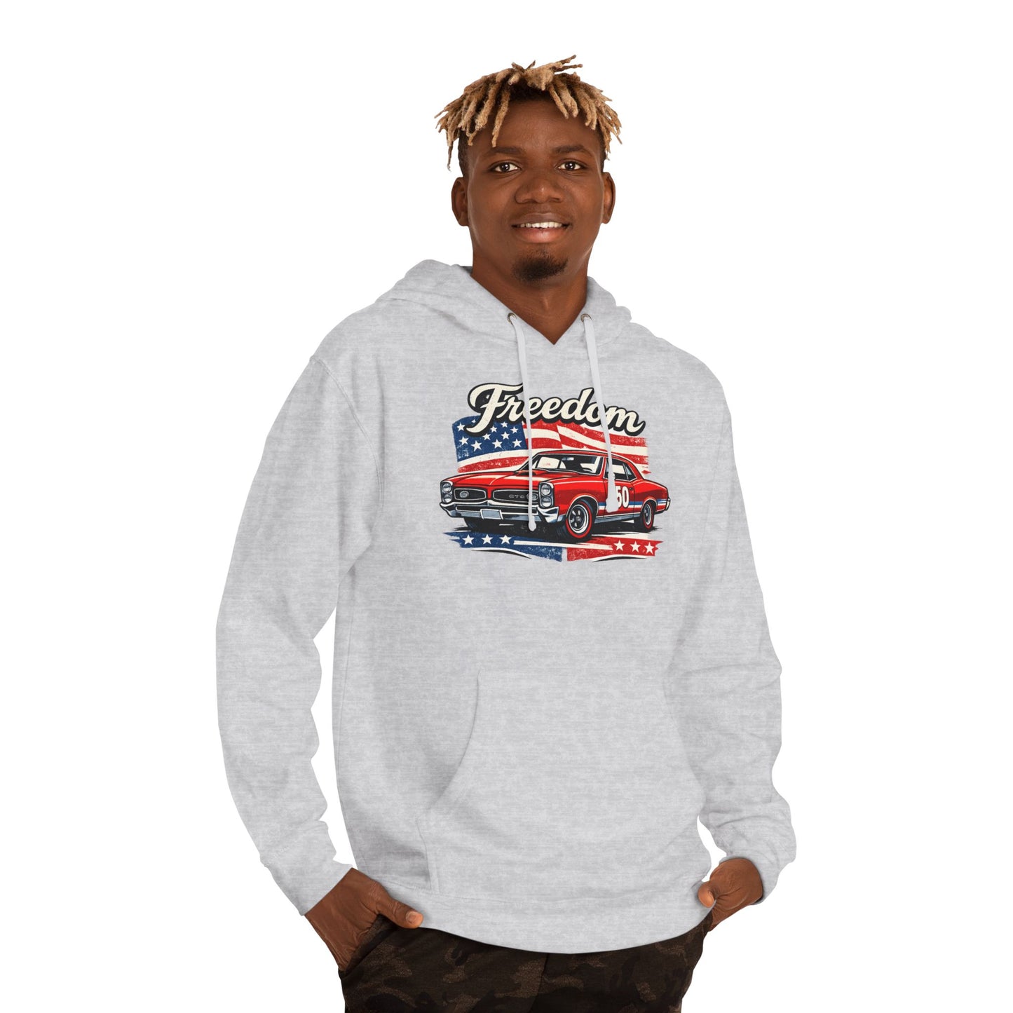 Freedom GTO 250 Patriotic American Muscle Car Hoodie| Fathers Day Gift | Car Enthusiast Hoodie