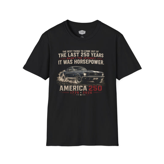 America 250 Mustang Shirt | Horsepower Over Internet T-Shirt | Patriotic Ford Muscle Car Tee | USA 250th Anniversary Gift | Classic Car Lover Shirt