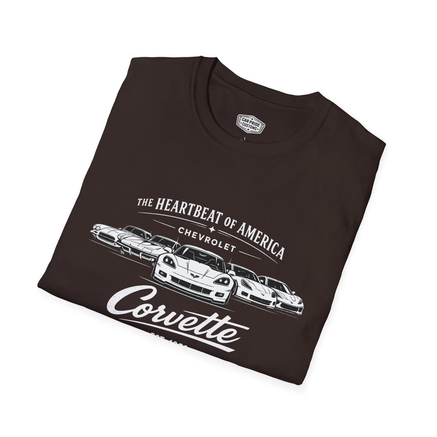 Chevrolet Corvette Evolution T-Shirt | Heartbeat of America Corvette Graphic Tee | Classic Sports Car Shirt