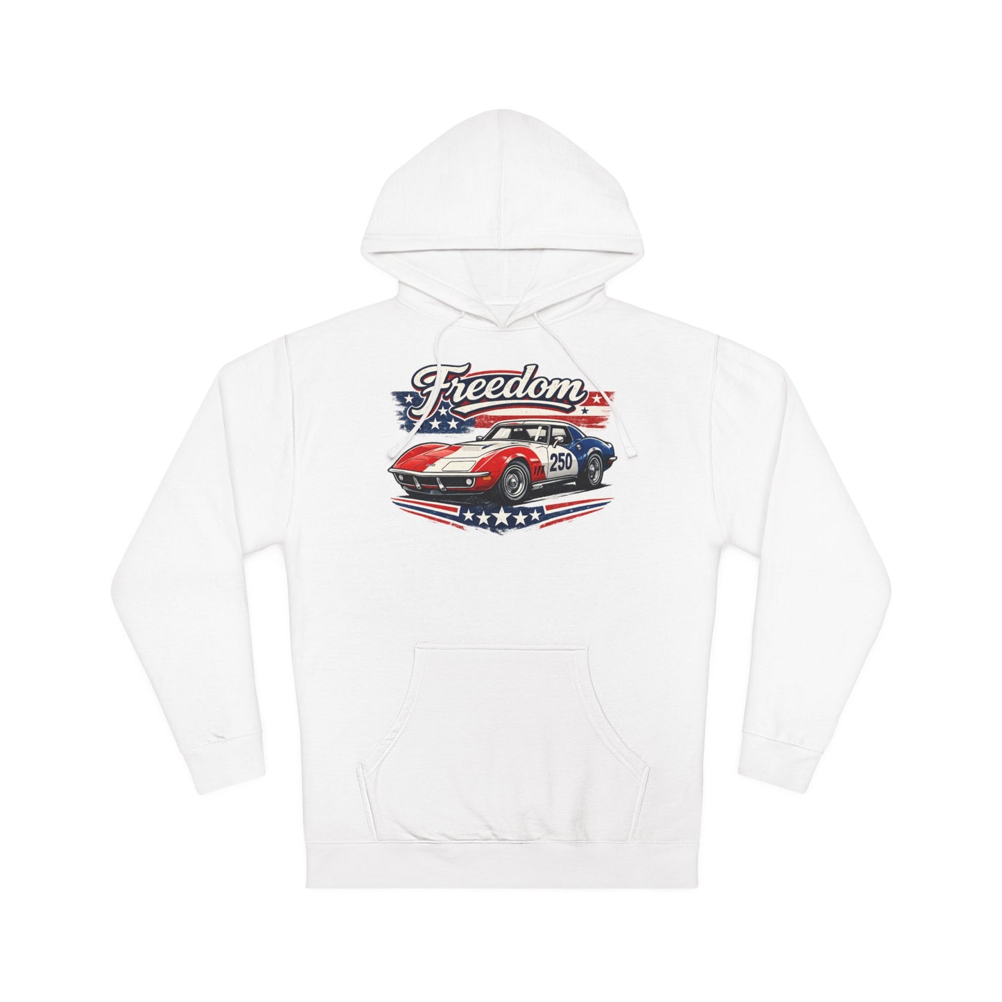 Freedom Corvette 250 Patriotic American Muscle Car Hoodie| Fathers Day Gift | Car Enthusiast Hoodie
