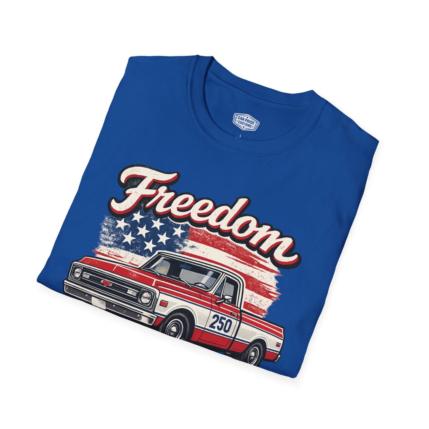 Freedom Chevy C10 Pickup 250 Patriotic American Muscle Car T-Shirt | Fathers Day Gift | Car Enthusiast Tee
