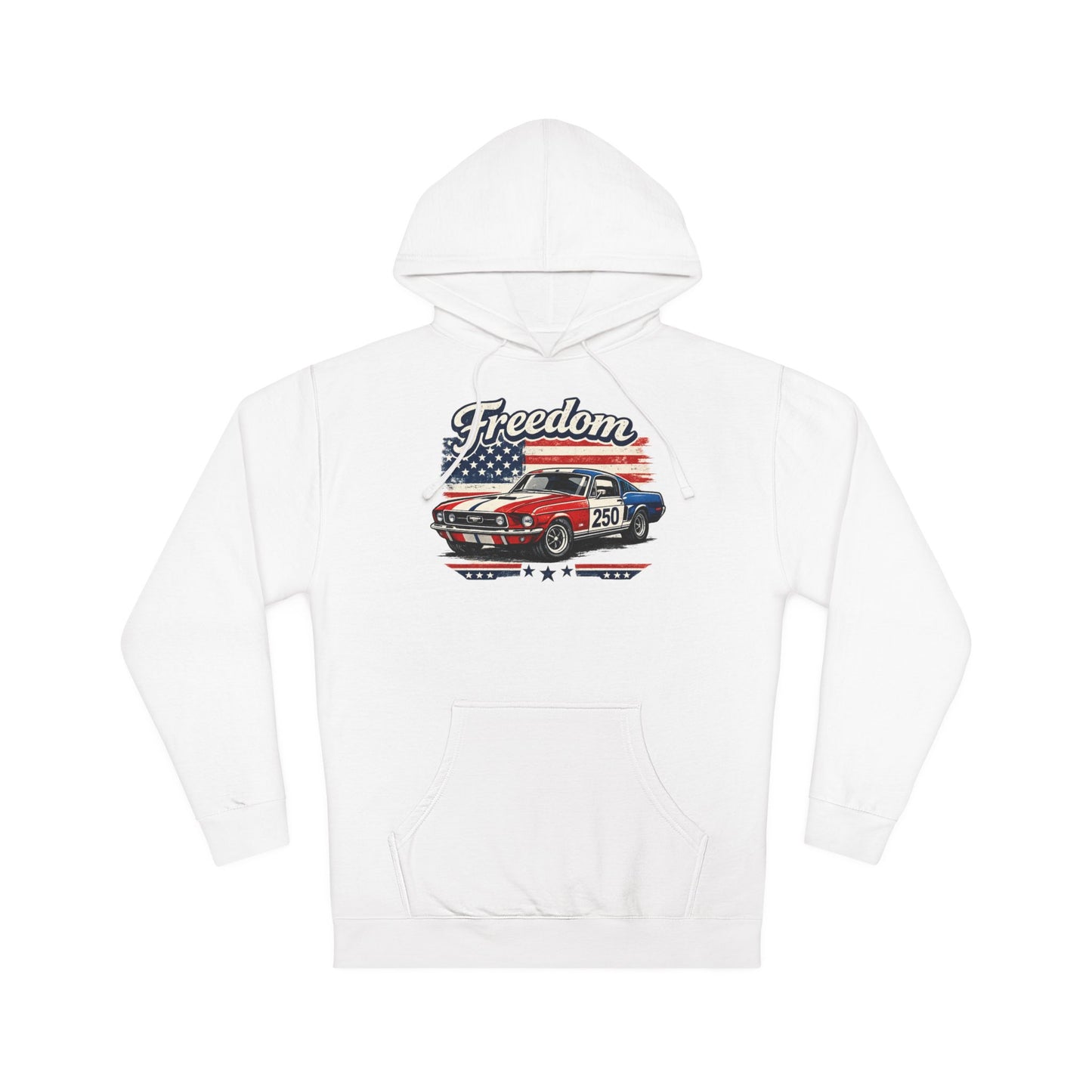 Freedom Freedom Mustang 250 Patriotic American Muscle Car Hoodie| Fathers Day Gift | Car Enthusiast Hoodie