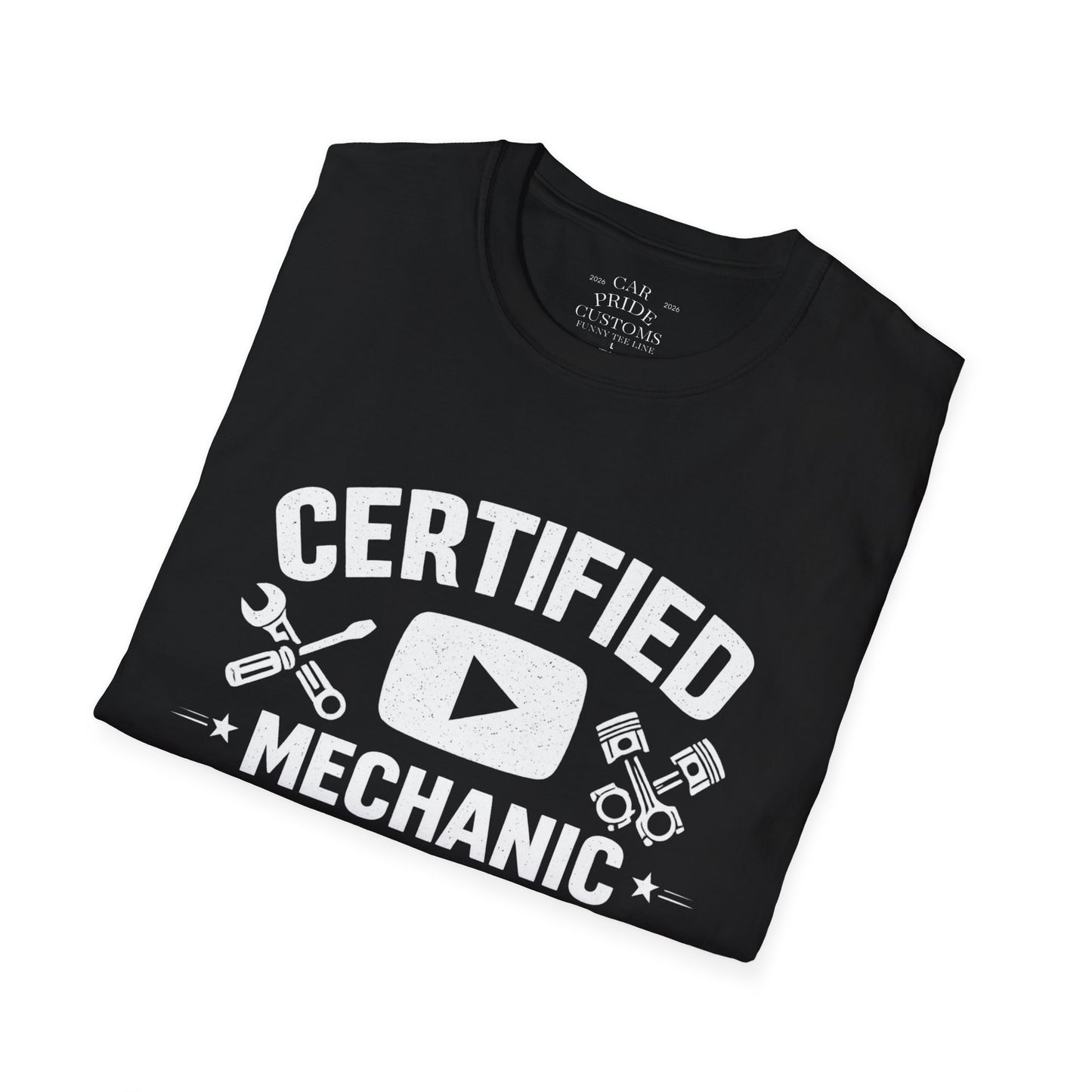 Certified Mechanic Simple | Funny Car Lover T-Shirt | Fathers Day Gift for Dad | YouTube | Car Lover Gift