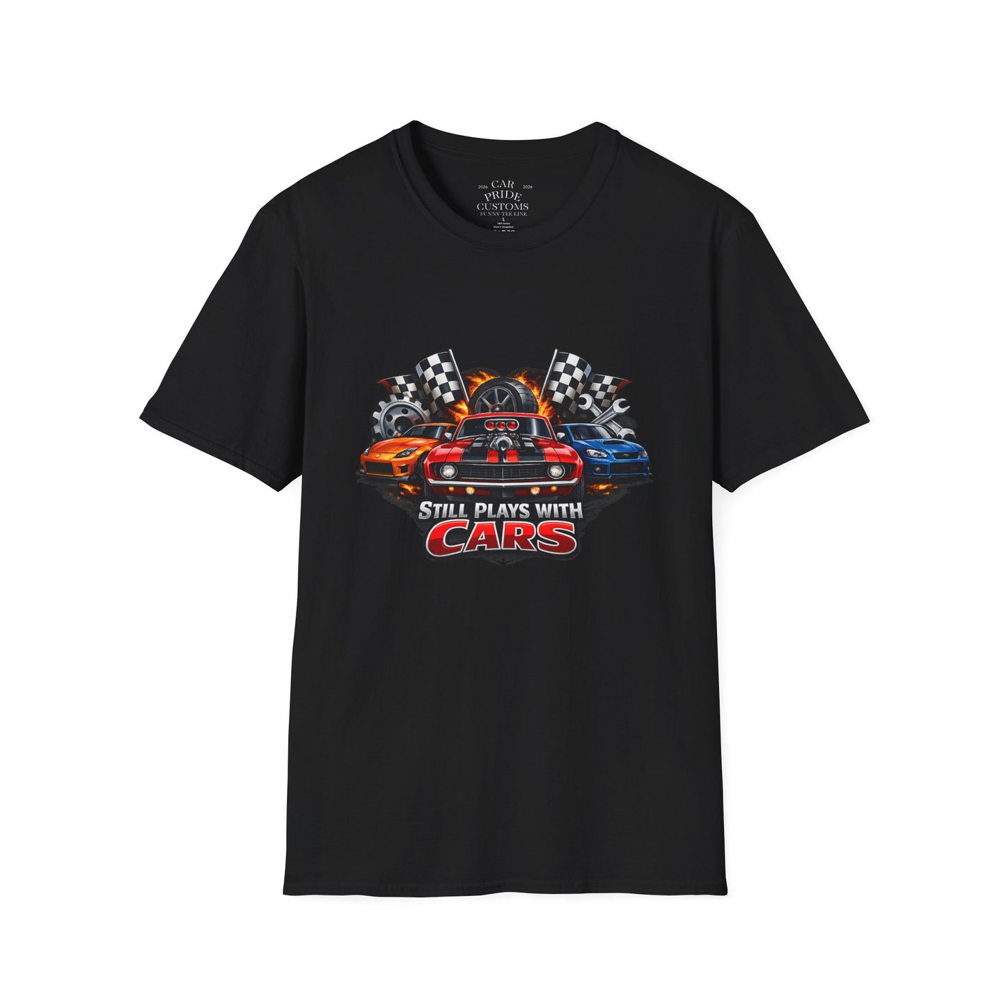 Still Plays with Cars | Funny Muscle Car T-Shirt | Fathers Day Gift for Dad | Hot Rod | Car Lover Gift