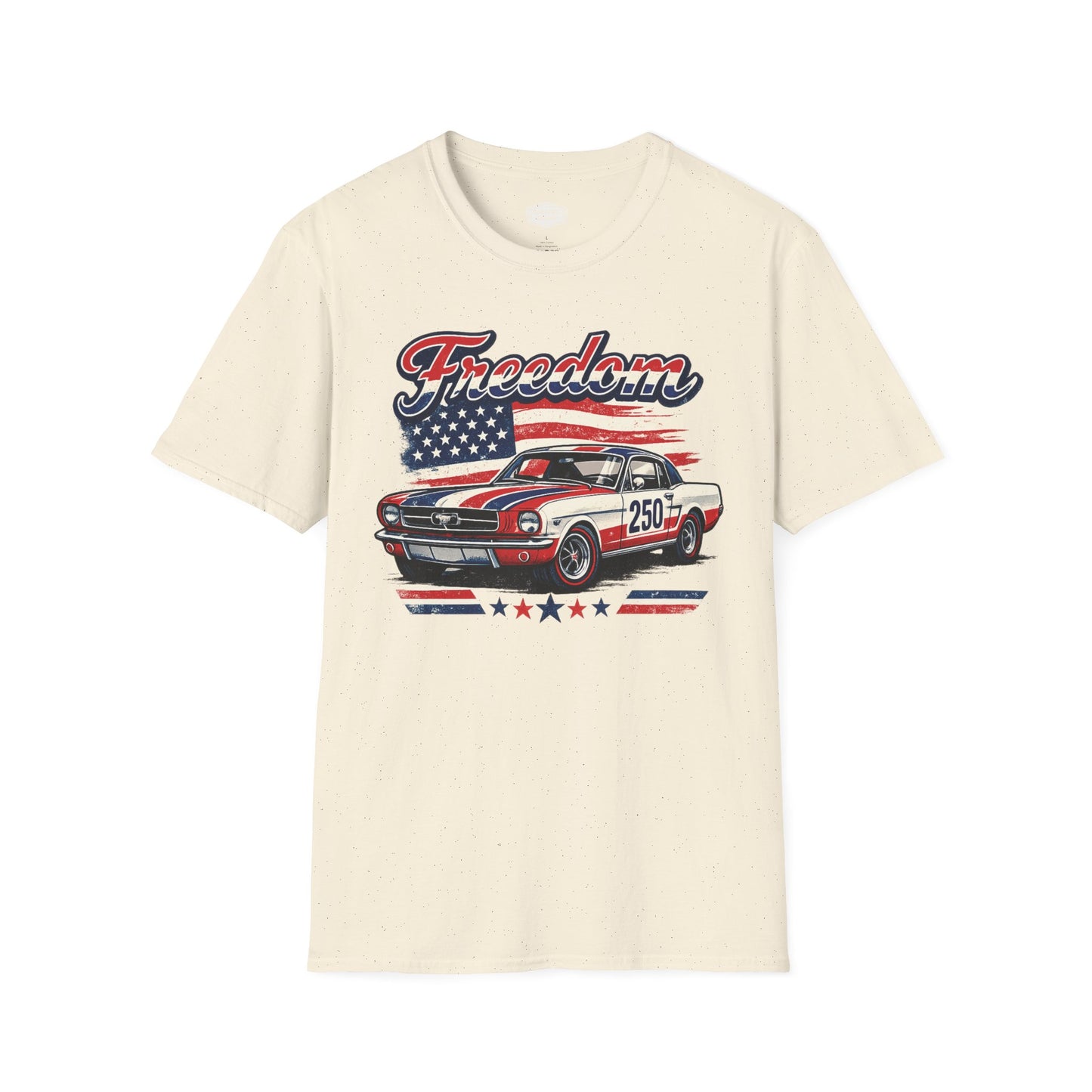 Freedom Classic Mustang 250 Patriotic American Muscle Car T-Shirt | Fathers Day Gift | Car Enthusiast Tee
