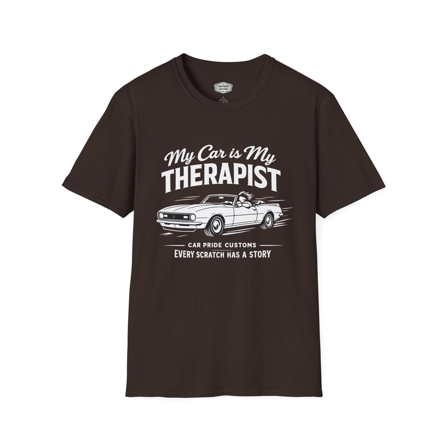 My Car is My Therapist | 1968 Chevy Camaro T-Shirt | Funny Convertible Muscle Car Graphic Tee | Classic Camaro Shirt