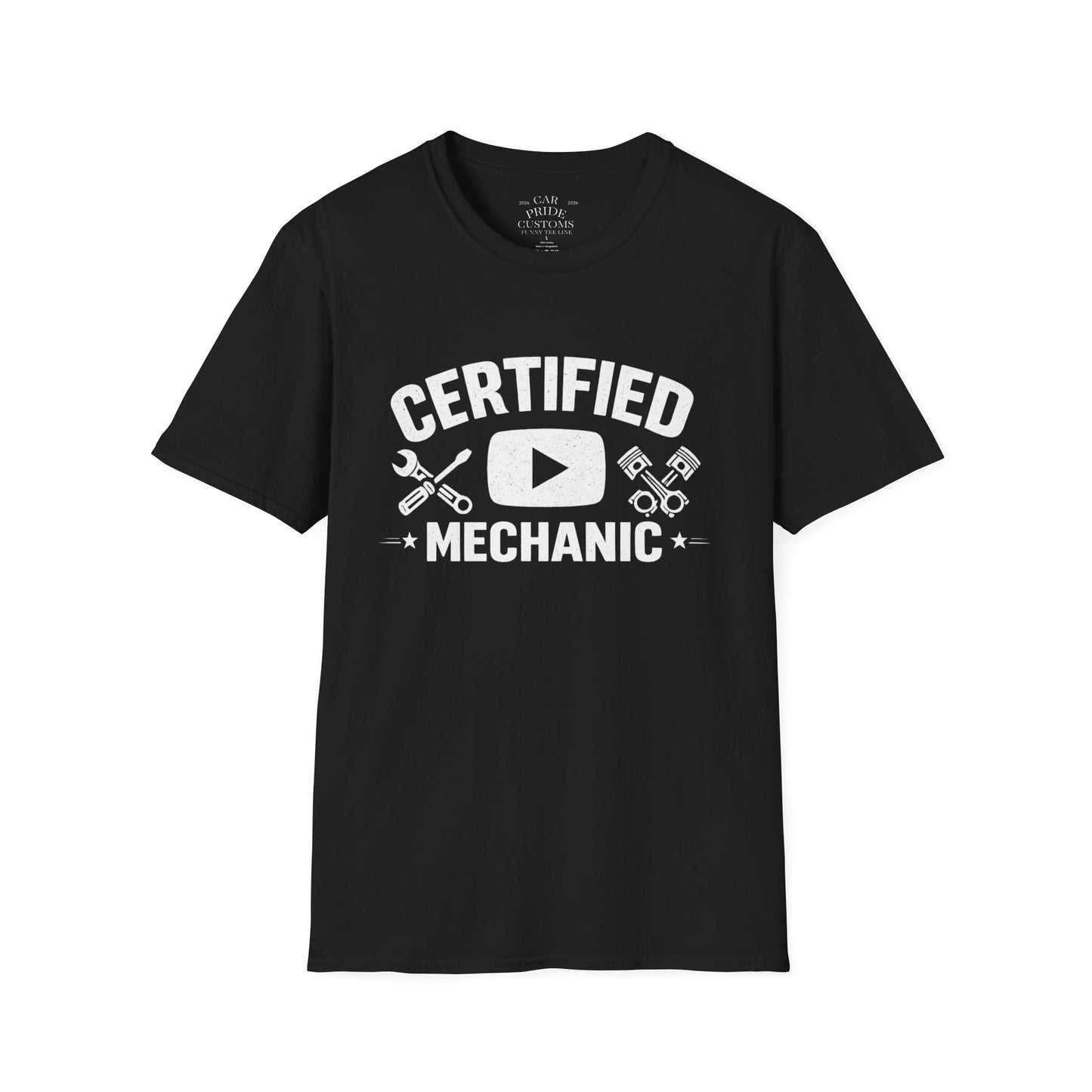 Certified Mechanic Simple | Funny Car Lover T-Shirt | Fathers Day Gift for Dad | YouTube | Car Lover Gift
