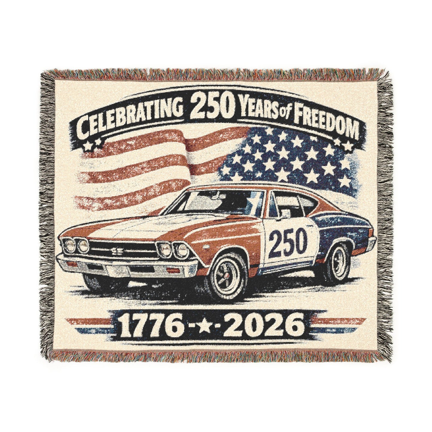 Chevelle Woven Throw Americana Patriotic Blanket | Automotive Home Decor | Collector Gift | Fathers Day Gift | Car Lover Gift