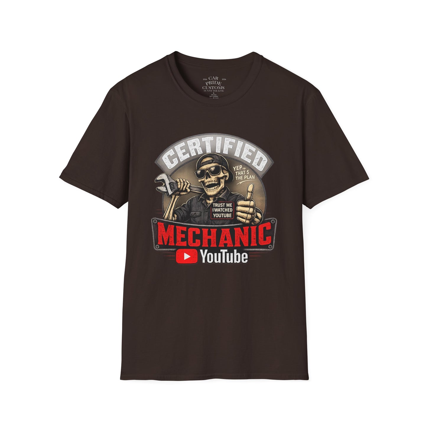 Certified Mechanic Skull T-Shirt | Funny Car Lover T-Shirt | Fathers Day Gift for Dad | Hot Rod | Car Lover Gift