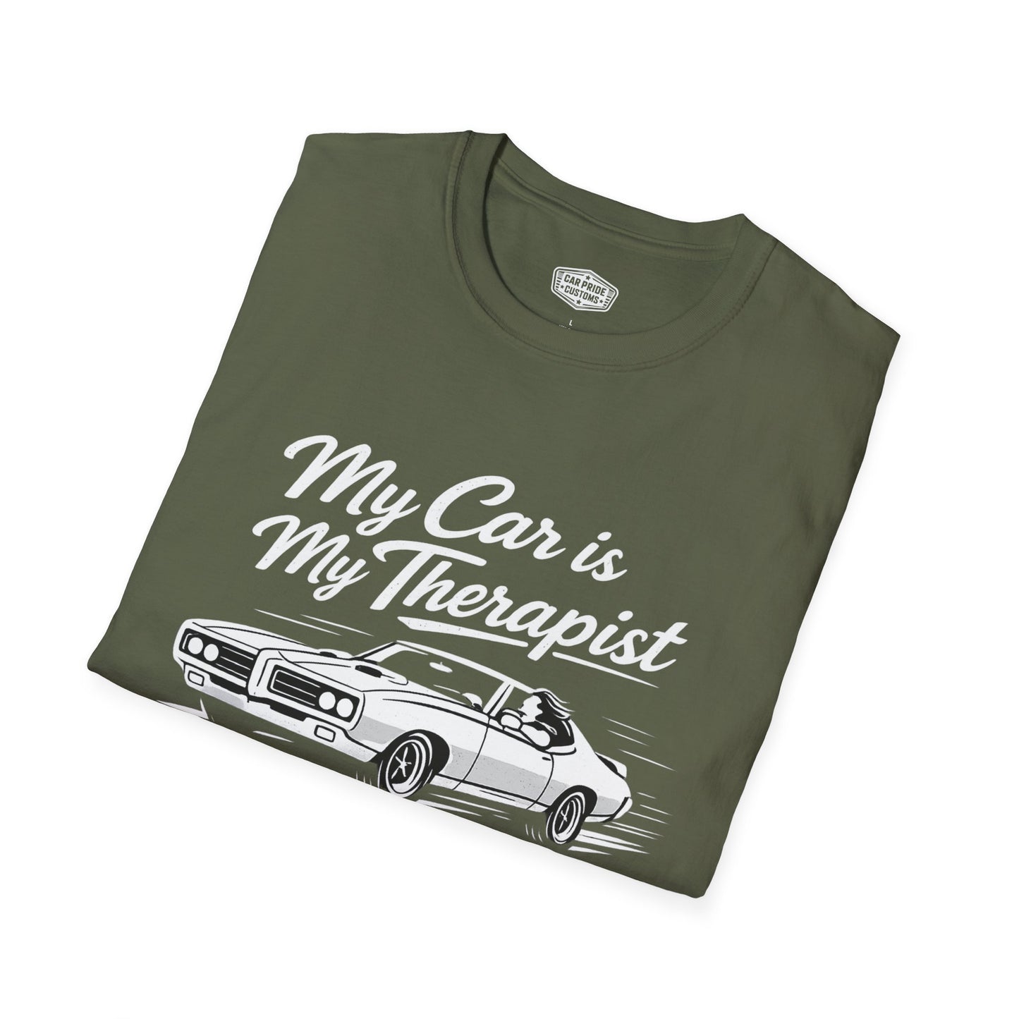My Car is My Therapist | 1968 Pontiac GTO T-Shirt | Funny Muscle Car Graphic Tee | Car Pride Shirt