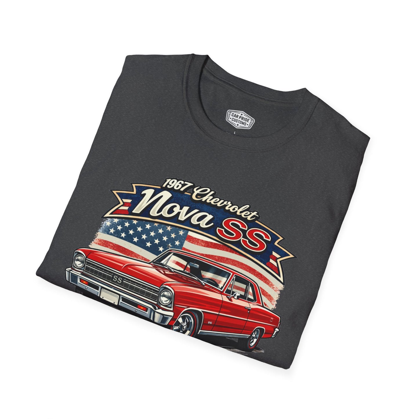 1967 Chevrolet Nova SS T-Shirt Red | Classic Car Gift for Dad | Flag Pride | Vintage | Classic | Premium Soft