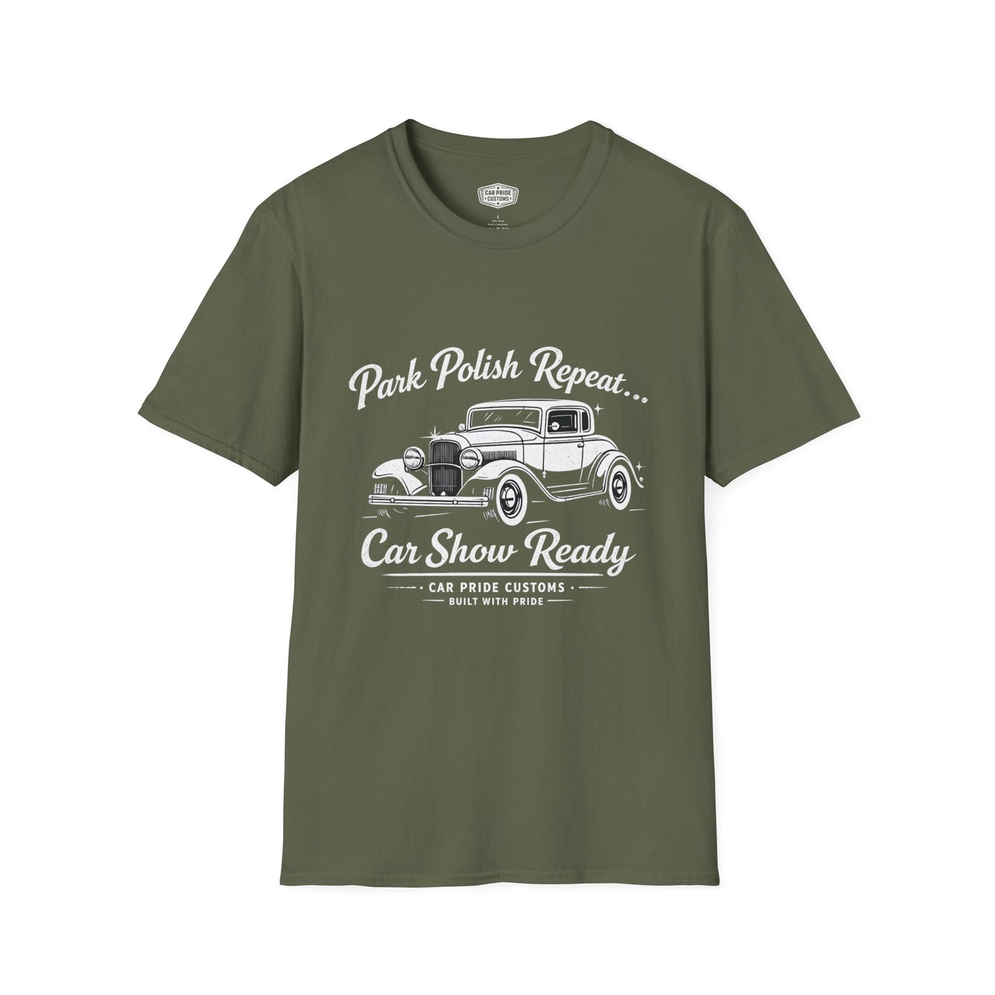 Park Polish Repeat | 1932 Ford Deluxe T-Shirt | Funny Classic Truck Show Graphic Tee | Ford Deluxe Shirt