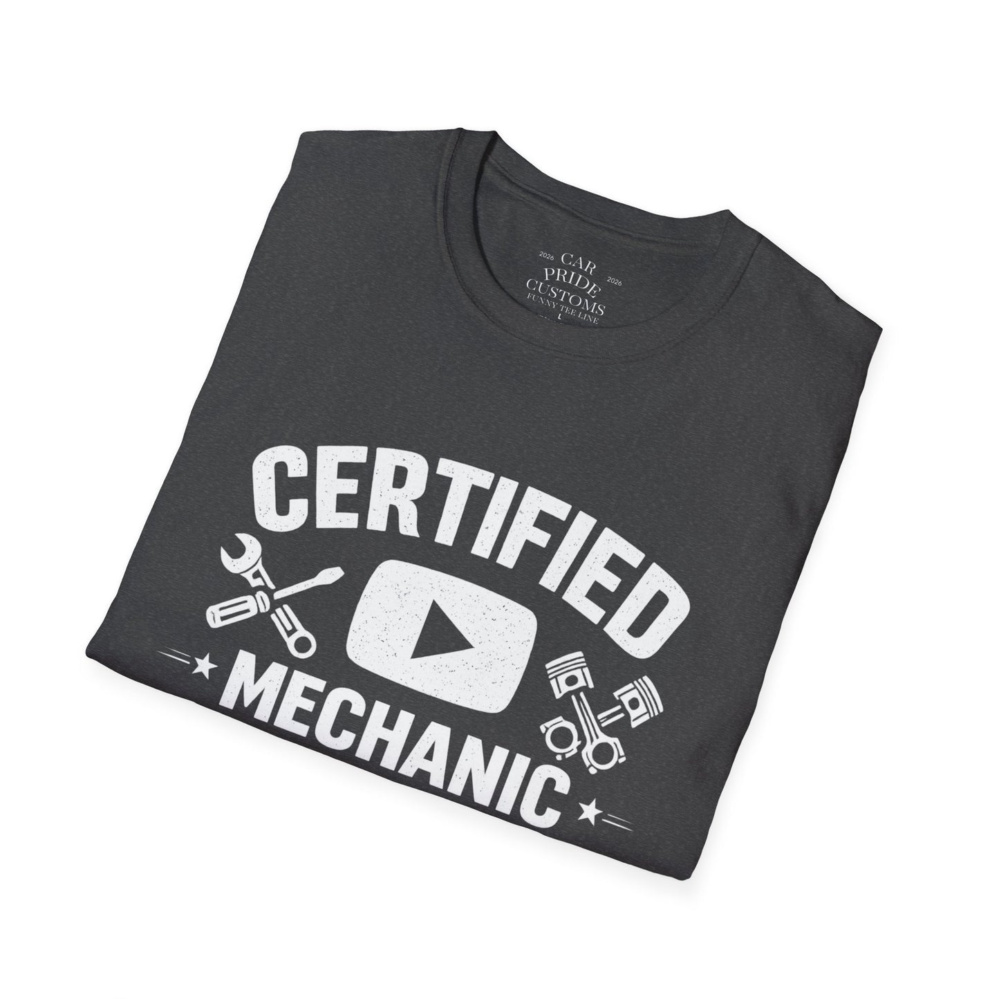 Certified Mechanic Simple | Funny Car Lover T-Shirt | Fathers Day Gift for Dad | YouTube | Car Lover Gift