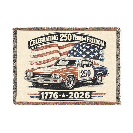 Chevelle Woven Throw Americana Patriotic Blanket | Automotive Home Decor | Collector Gift | Fathers Day Gift | Car Lover Gift
