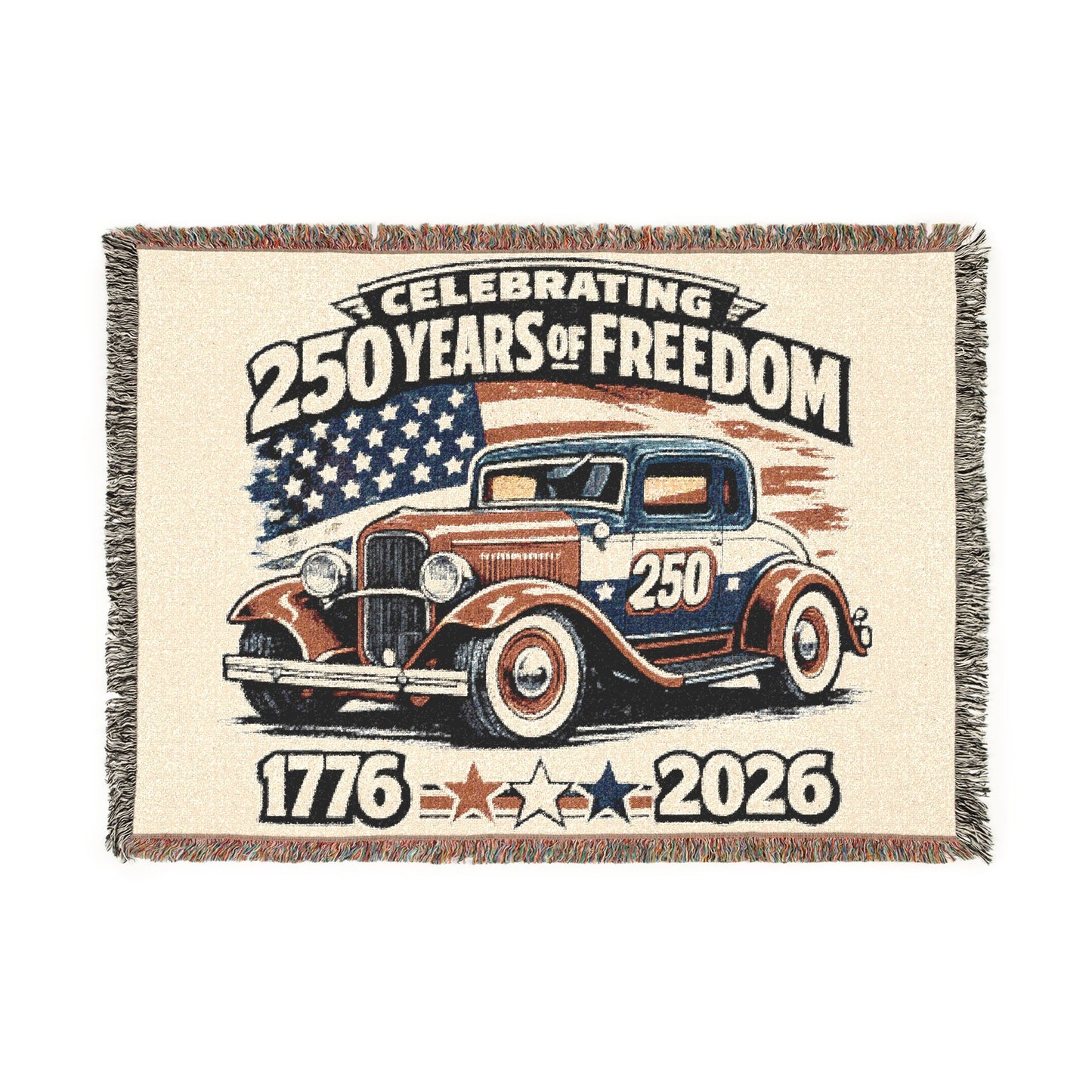 Ford Deluxe Woven Throw Americana Patriotic Blanket | Automotive Home Decor | Collector Gift | Fathers Day Gift | Car Lover Gift