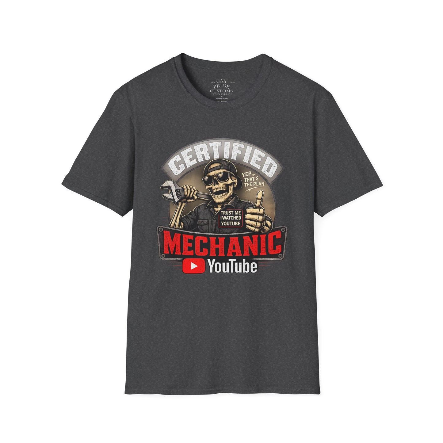 Certified Mechanic Skull T-Shirt | Funny Car Lover T-Shirt | Fathers Day Gift for Dad | Hot Rod | Car Lover Gift