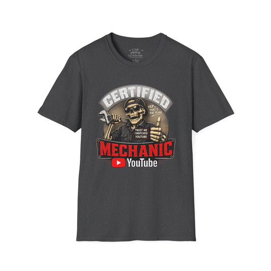 Certified Mechanic Skull T-Shirt | Funny Car Lover T-Shirt | Fathers Day Gift for Dad | Hot Rod | Car Lover Gift