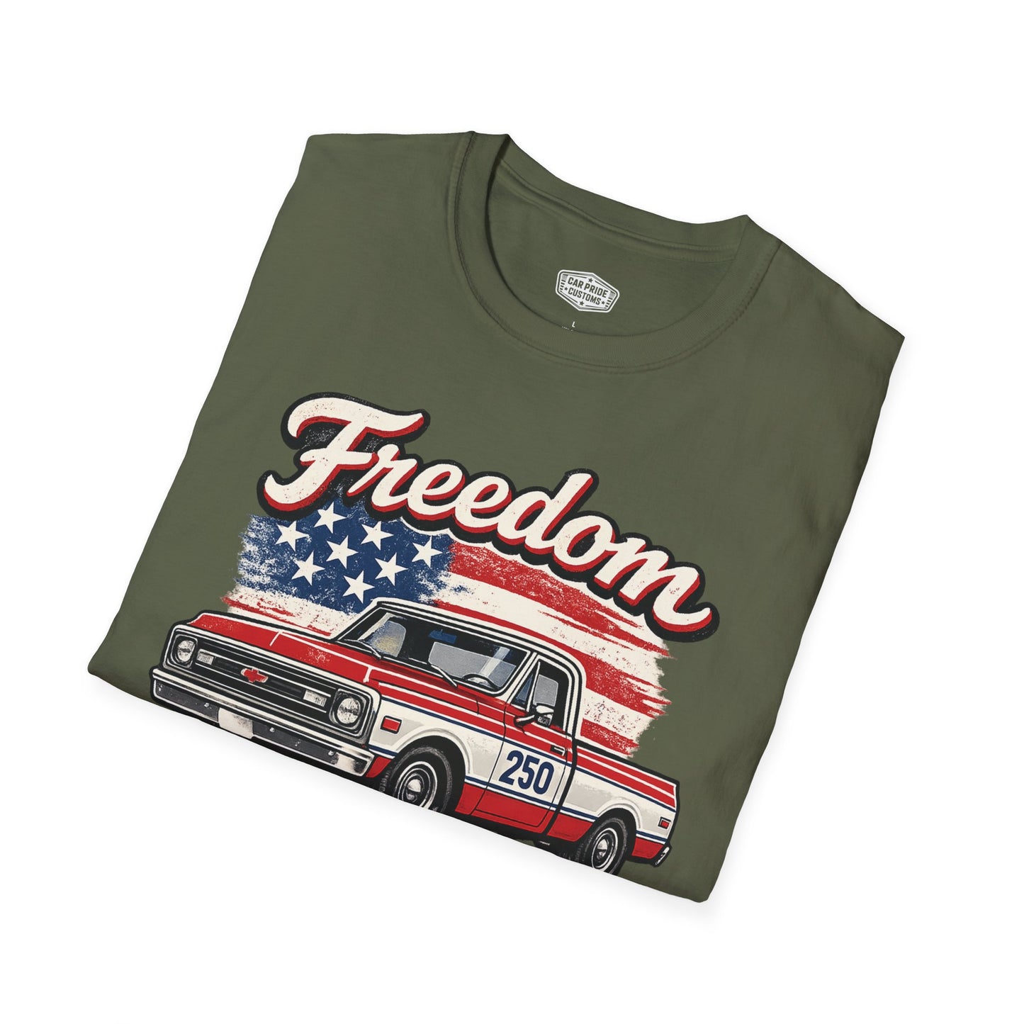 Freedom Chevy C10 Pickup 250 Patriotic American Muscle Car T-Shirt | Fathers Day Gift | Car Enthusiast Tee