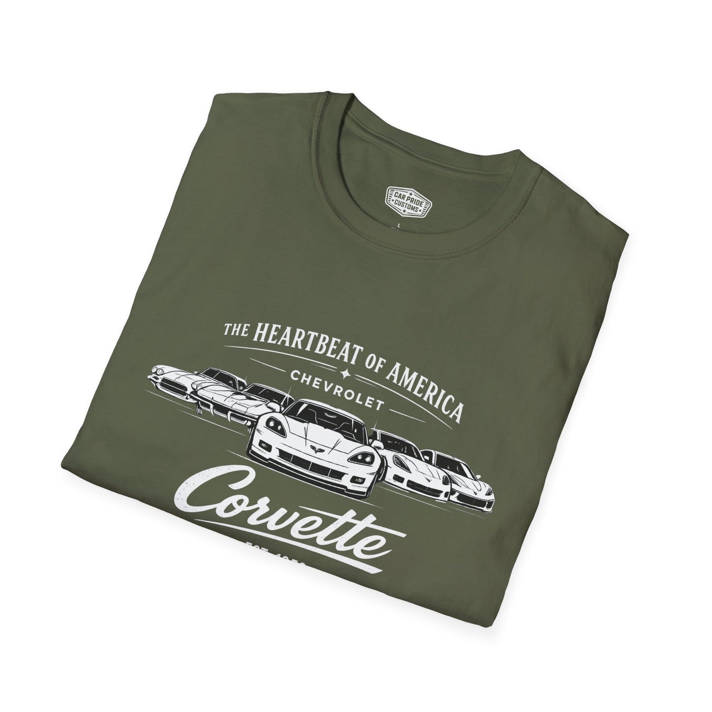 Chevrolet Corvette Evolution T-Shirt | Heartbeat of America Corvette Graphic Tee | Classic Sports Car Shirt