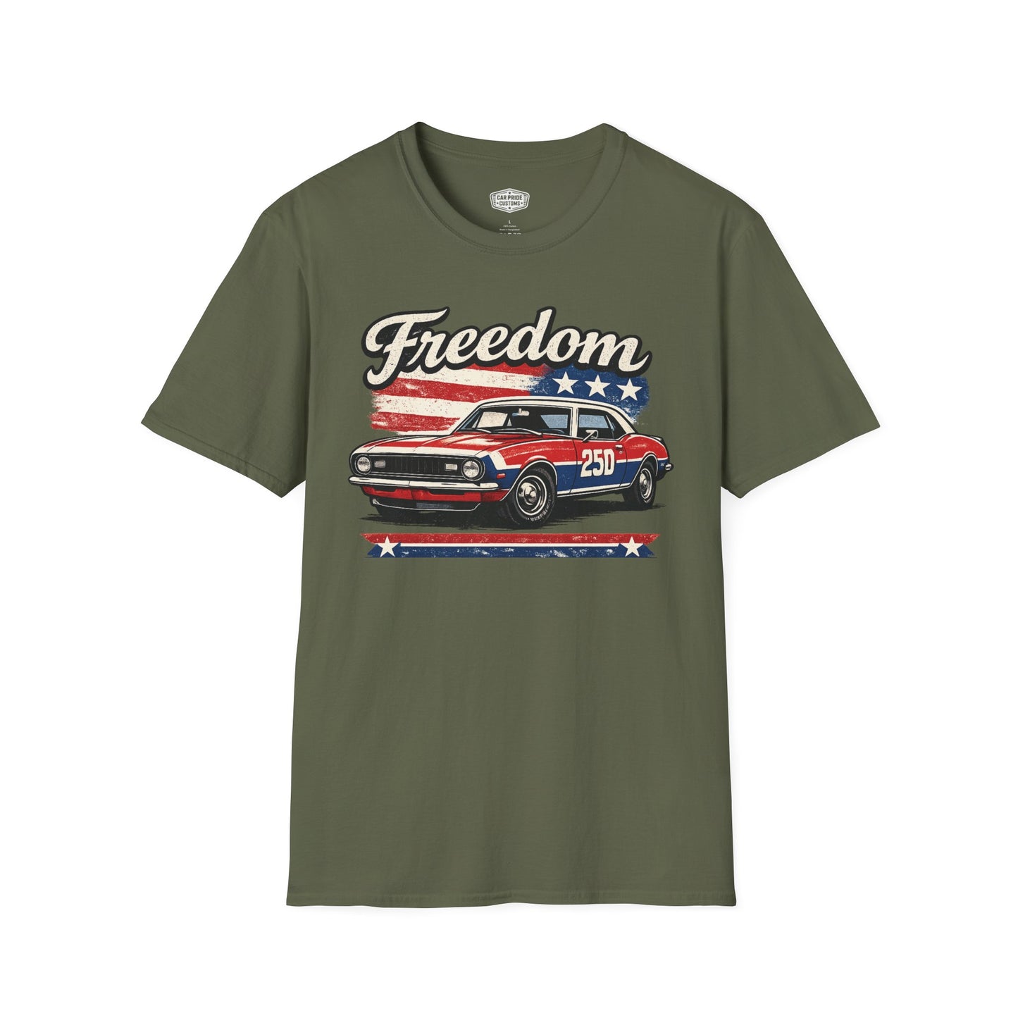 Freedom Camaro 250 Patriotic American Muscle Car T-Shirt | Fathers Day Gift | Car Enthusiast Tee