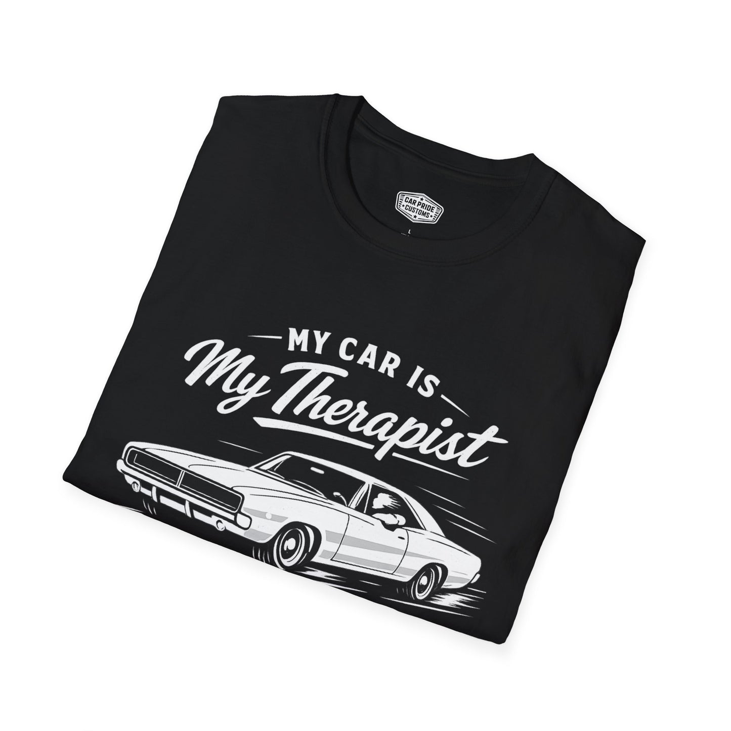 My Car is My Therapist | 1968 Dodge Charger T-Shirt | Funny Mopar Muscle Car Graphic Tee | Classic Dodge Shirt