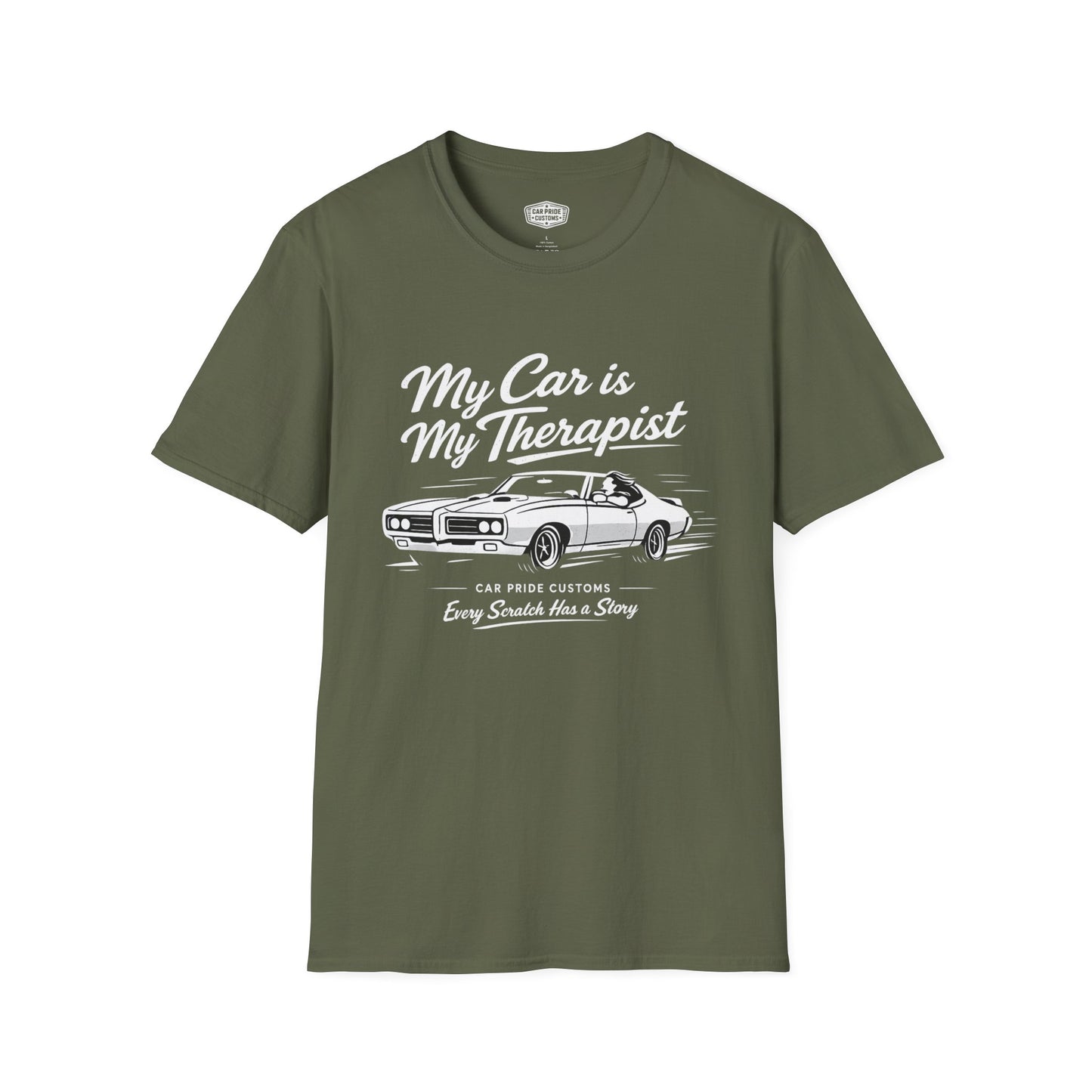 My Car is My Therapist | 1968 Pontiac GTO T-Shirt | Funny Muscle Car Graphic Tee | Car Pride Shirt