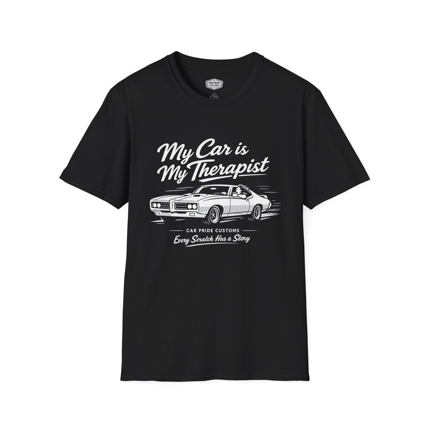 My Car is My Therapist | 1968 Pontiac GTO T-Shirt | Funny Muscle Car Graphic Tee | Car Pride Shirt