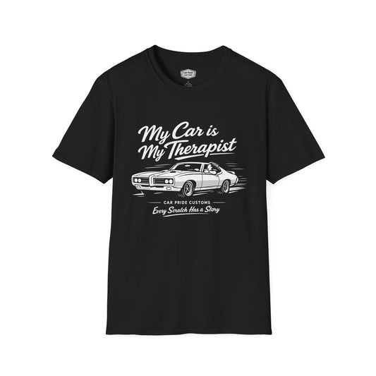 My Car is My Therapist | 1968 Pontiac GTO T-Shirt | Funny Muscle Car Graphic Tee | Car Pride Shirt