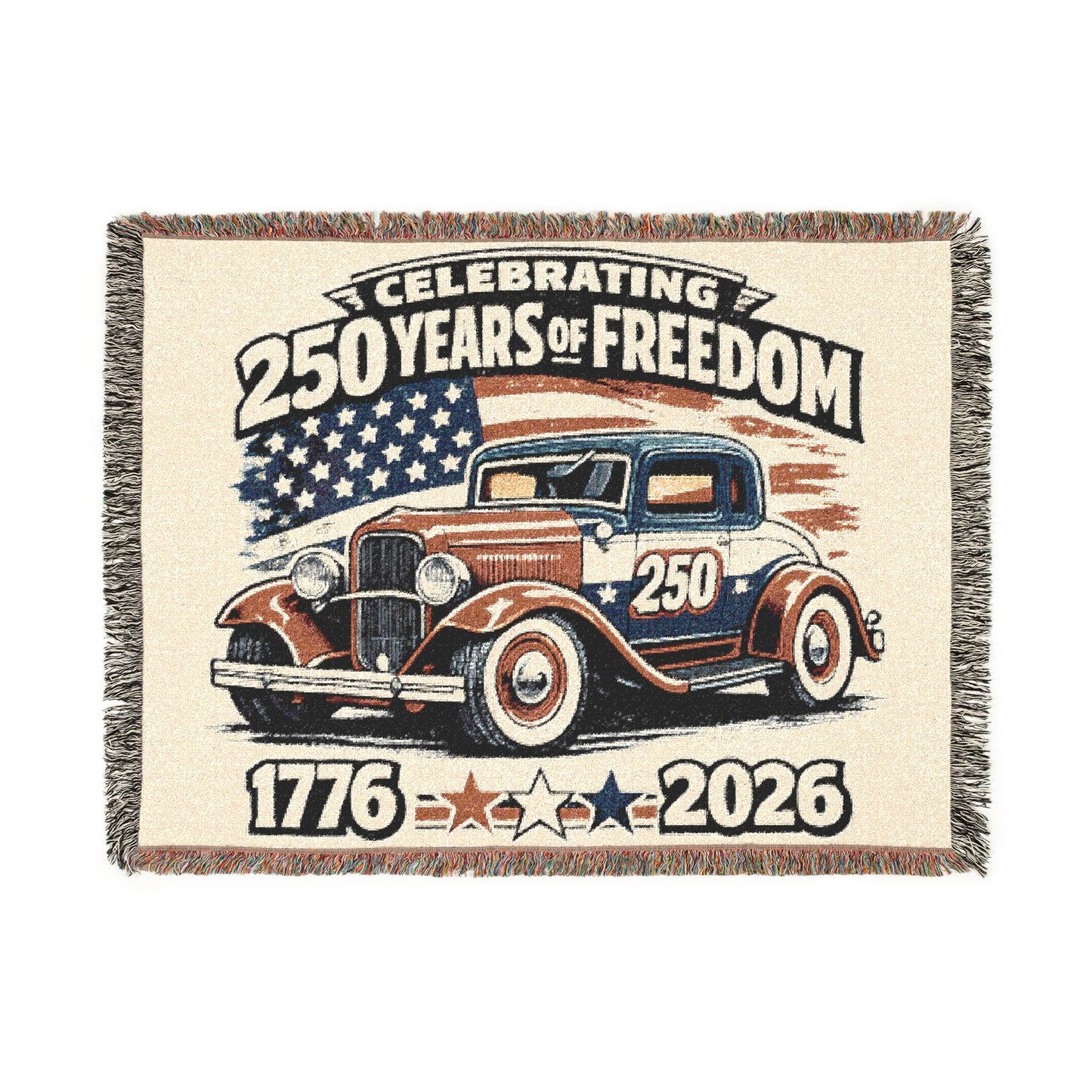 Ford Deluxe Woven Throw Americana Patriotic Blanket | Automotive Home Decor | Collector Gift | Fathers Day Gift | Car Lover Gift