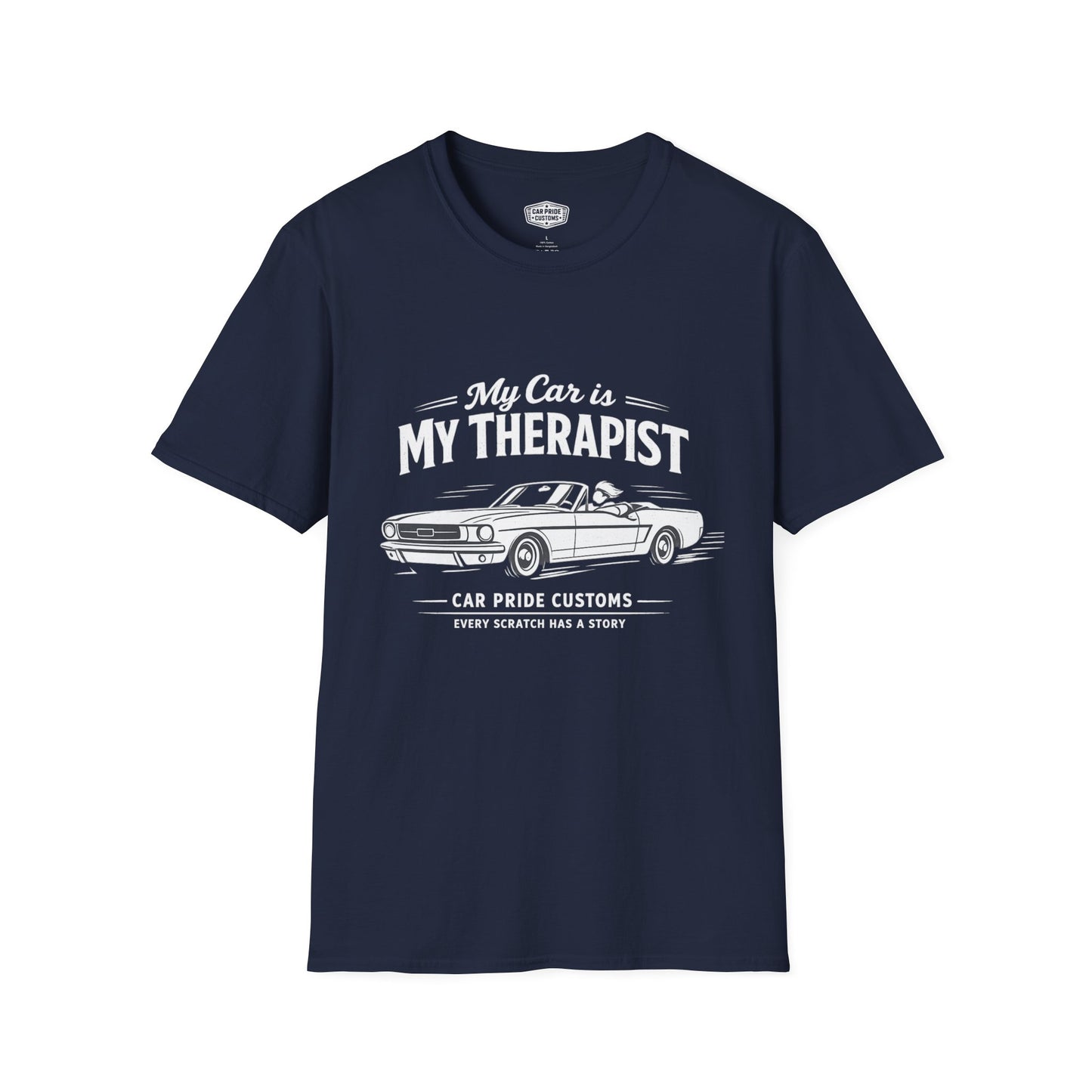 My Car is My Therapist | 1966 Ford Mustang Convertible T-Shirt | Funny Pony Car Graphic Tee | Classic Mustang Shirt