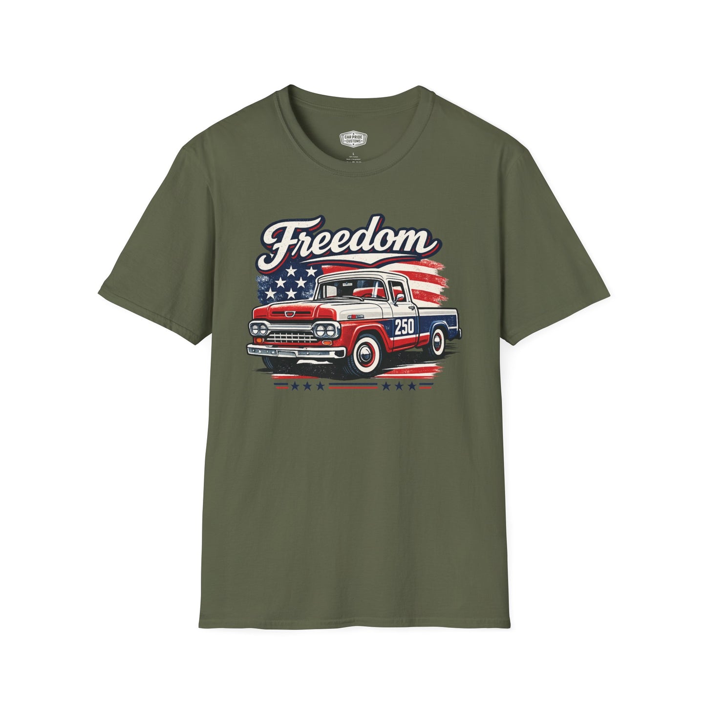 Freedom F100 Pickup 250 Patriotic American Muscle Car T-Shirt | Fathers Day Gift | Car Enthusiast Tee
