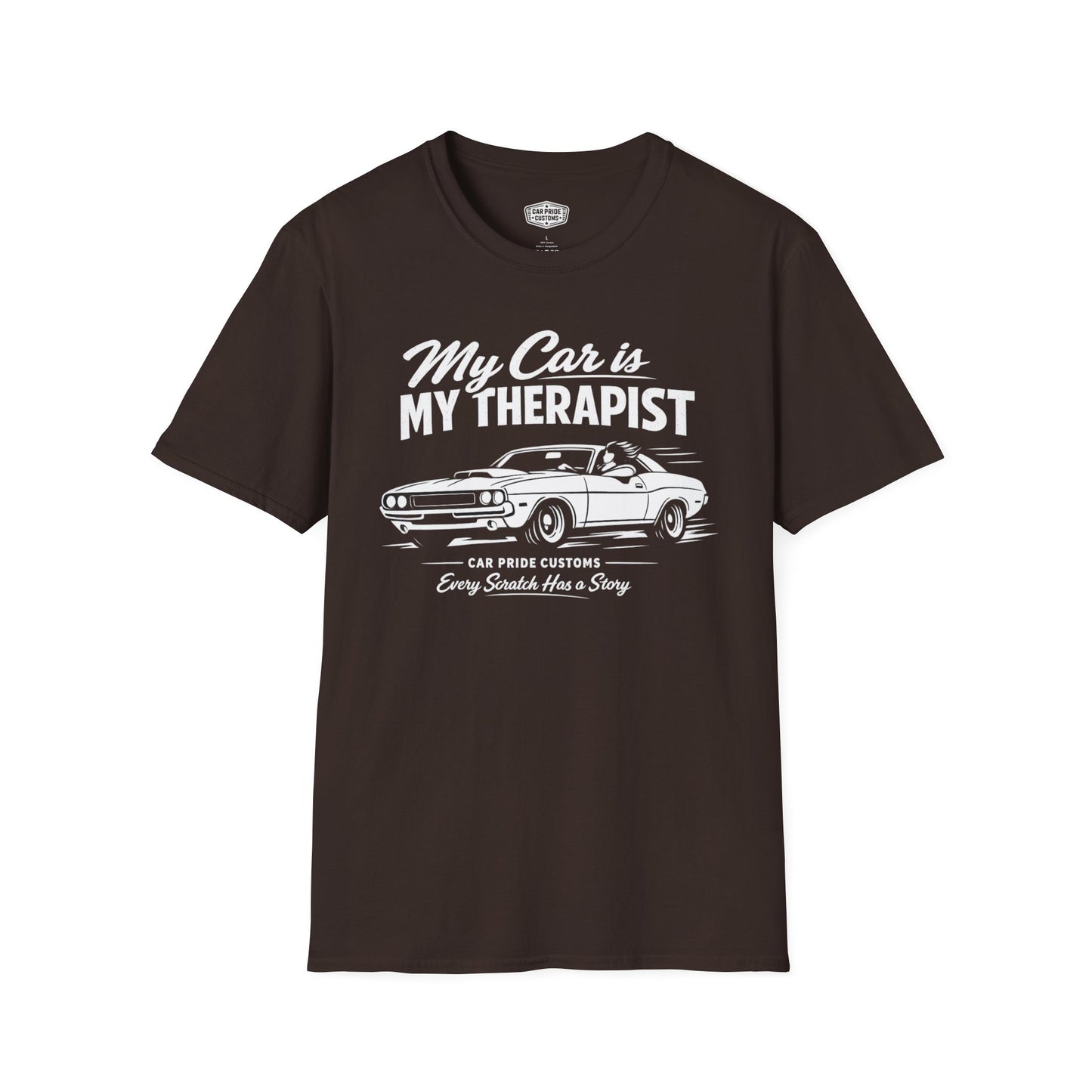 My Car is My Therapist | 1970 Dodge Challenger T-Shirt | Funny Mopar Muscle Car Graphic Tee | Classic Challenger Shirt