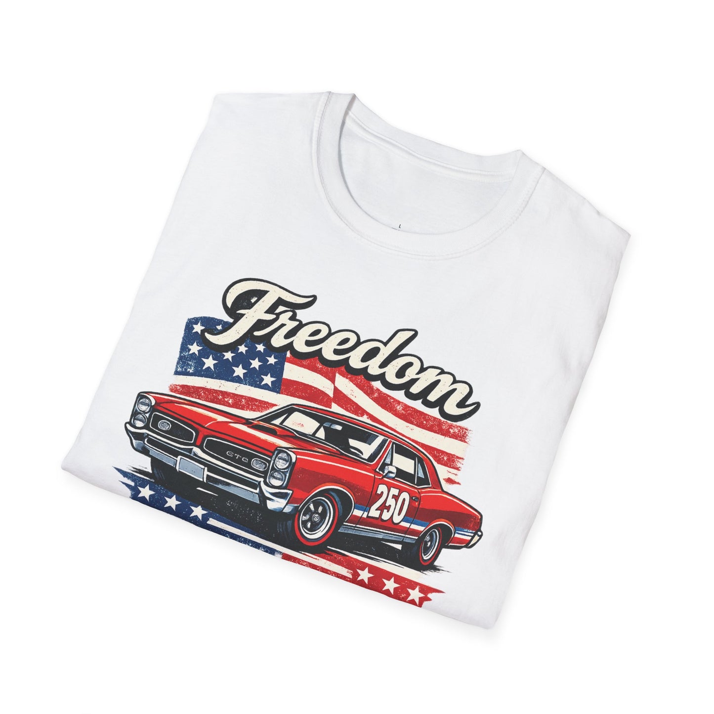 Freedom GTO 250 Patriotic American Muscle Car T-Shirt | Fathers Day Gift | Car Enthusiast Tee