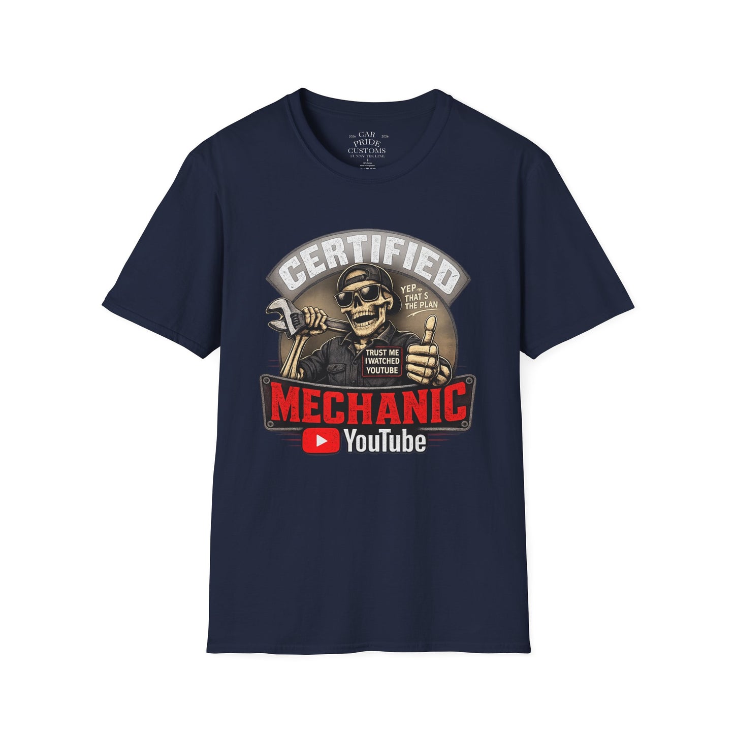 Certified Mechanic Skull T-Shirt | Funny Car Lover T-Shirt | Fathers Day Gift for Dad | Hot Rod | Car Lover Gift