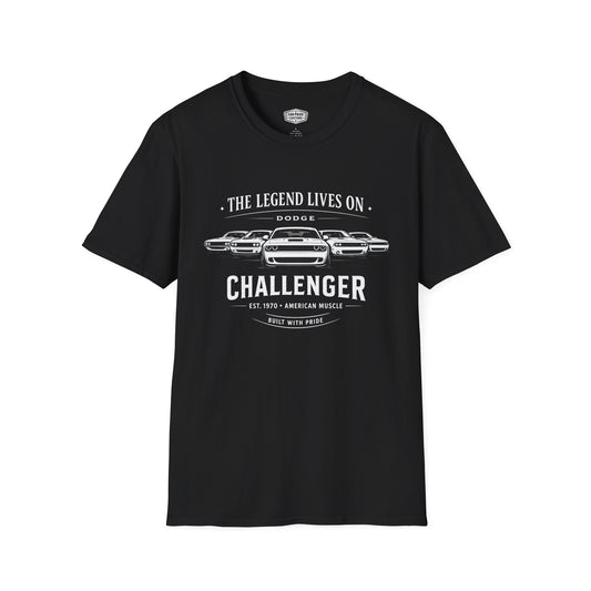 Dodge Challenger Evolution T-Shirt | American Muscle Car Graphic Tee | Vintage Dodge Legend Shirt for Car Guys