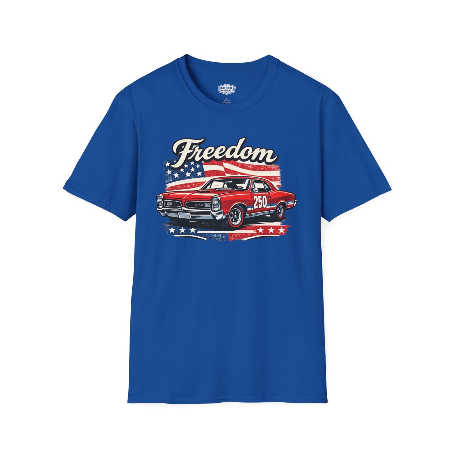 Freedom GTO 250 Patriotic American Muscle Car T-Shirt | Fathers Day Gift | Car Enthusiast Tee